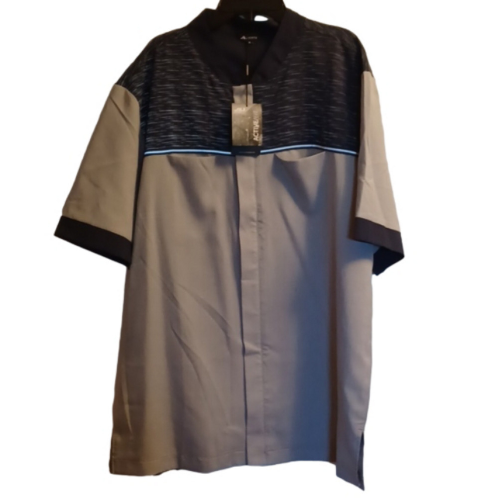 NWT MENS SHIRT,NWT,SHORT SLEEVES, DOUBLE FRONT POCKETS, ZIP UP …